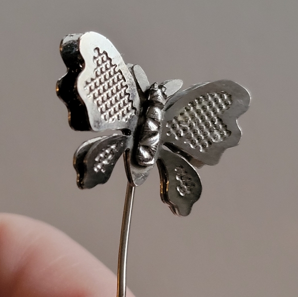 Vintage butterfly stick pin stickpin cravat lapel brooch insect bug - Picture 2 of 7